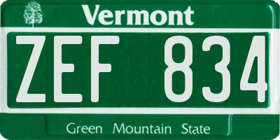 VT license plate ZEF834