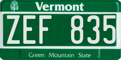 VT license plate ZEF835
