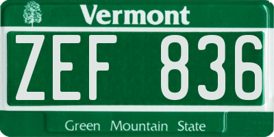 VT license plate ZEF836