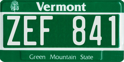 VT license plate ZEF841