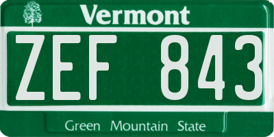 VT license plate ZEF843