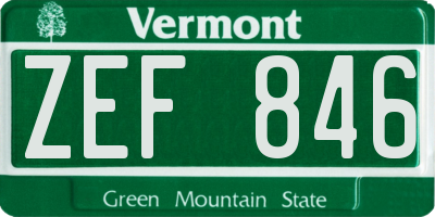 VT license plate ZEF846