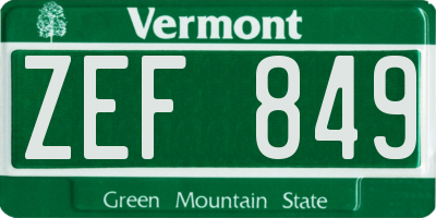 VT license plate ZEF849