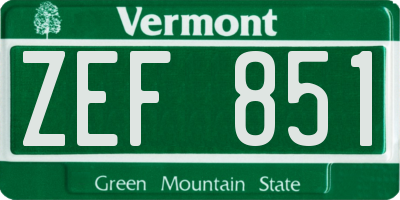 VT license plate ZEF851