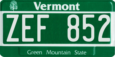 VT license plate ZEF852