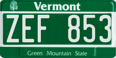 VT license plate ZEF853