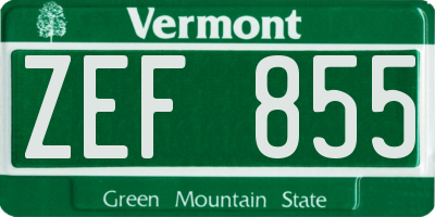 VT license plate ZEF855
