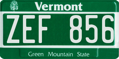 VT license plate ZEF856