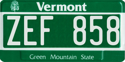 VT license plate ZEF858
