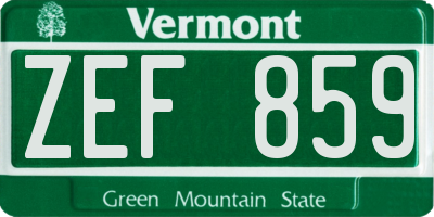 VT license plate ZEF859