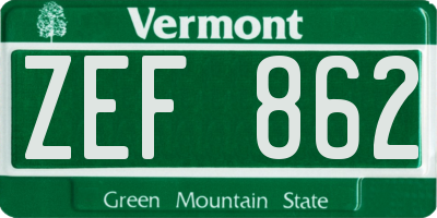 VT license plate ZEF862