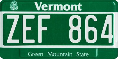 VT license plate ZEF864