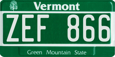 VT license plate ZEF866