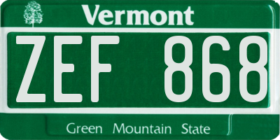 VT license plate ZEF868