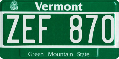 VT license plate ZEF870