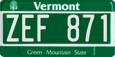 VT license plate ZEF871