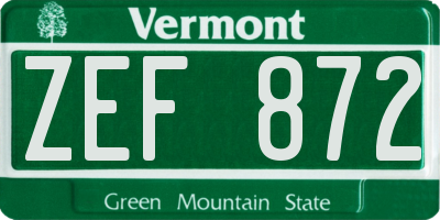 VT license plate ZEF872