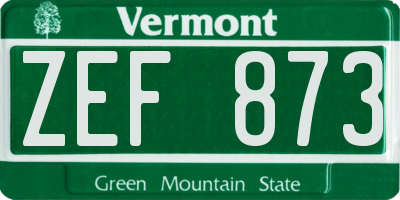 VT license plate ZEF873