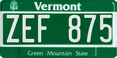 VT license plate ZEF875