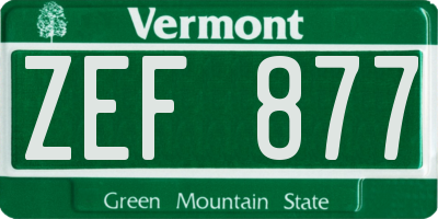 VT license plate ZEF877