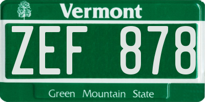 VT license plate ZEF878
