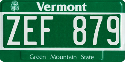 VT license plate ZEF879
