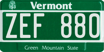 VT license plate ZEF880