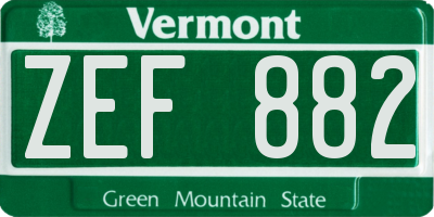 VT license plate ZEF882