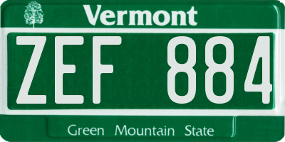 VT license plate ZEF884