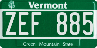 VT license plate ZEF885