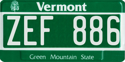 VT license plate ZEF886