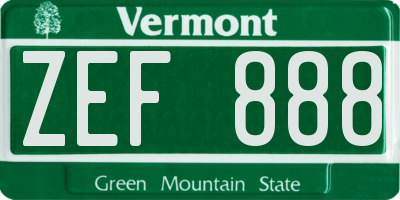 VT license plate ZEF888
