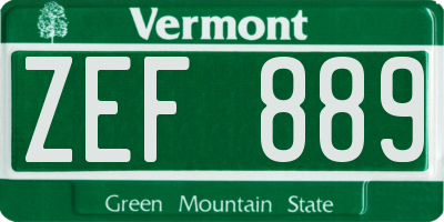 VT license plate ZEF889