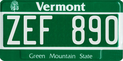 VT license plate ZEF890