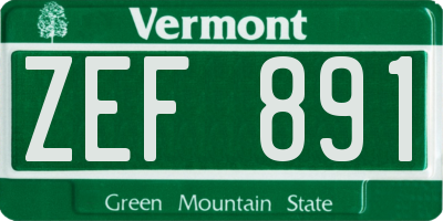 VT license plate ZEF891
