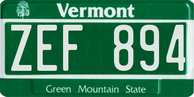 VT license plate ZEF894