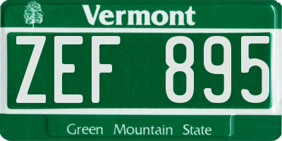 VT license plate ZEF895