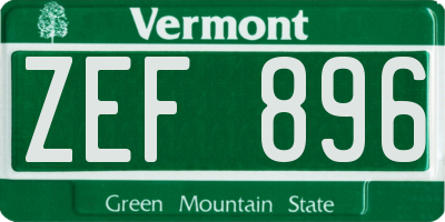 VT license plate ZEF896