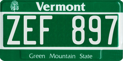 VT license plate ZEF897