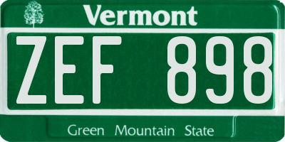 VT license plate ZEF898