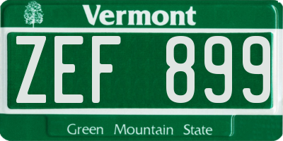 VT license plate ZEF899