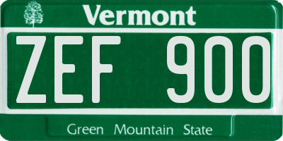 VT license plate ZEF900