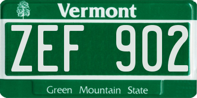 VT license plate ZEF902
