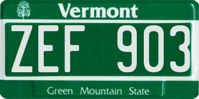 VT license plate ZEF903