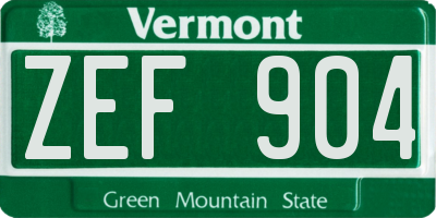 VT license plate ZEF904