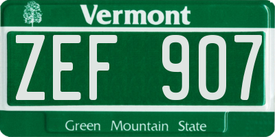 VT license plate ZEF907