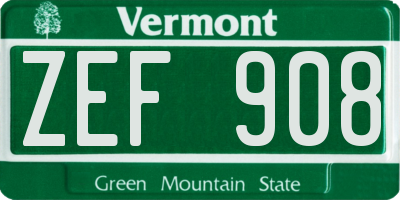 VT license plate ZEF908