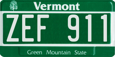 VT license plate ZEF911