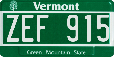 VT license plate ZEF915