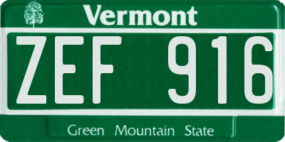 VT license plate ZEF916